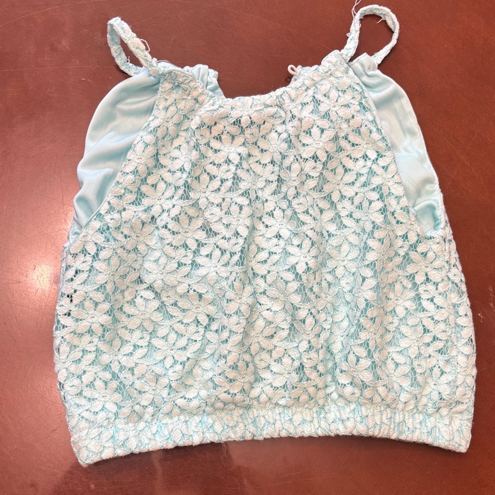Paisley Lane Aqua Tank Top girls 8 spaghetti straps cropped
